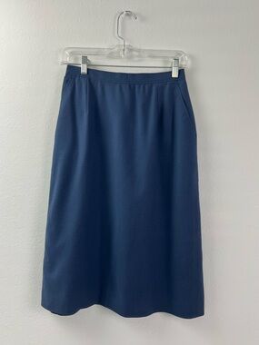 Kingsridge Vintage Navy A-Line Wool Classic Office Work Skirt